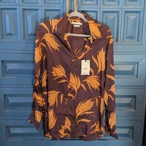 J29 ZARA Floral Print Button Up Long Sleeve Top